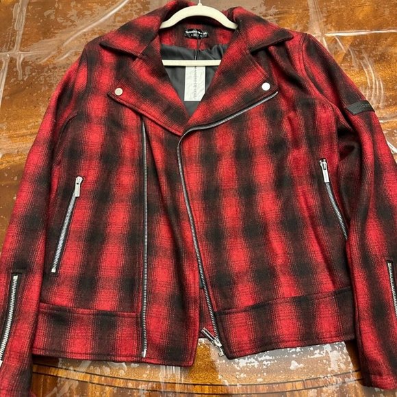 Maniere De Voir Other - Men's Premium Check Wool Biker Jacker - Extremely Rare Last One